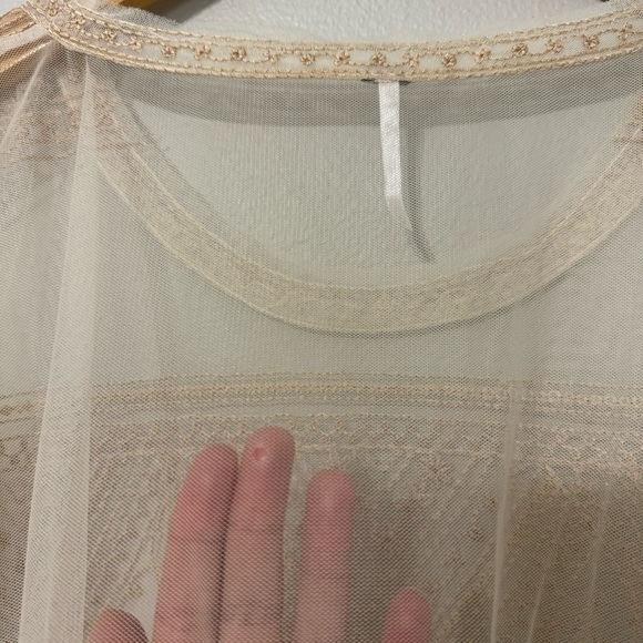 Free People The Vicki Lace Embroidered Mesh Crop Top—S - Picture 7 of 8